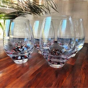 Set of 5 Stemless Glasses with Confetti Dot Base – Multicolor Bottom | Modern